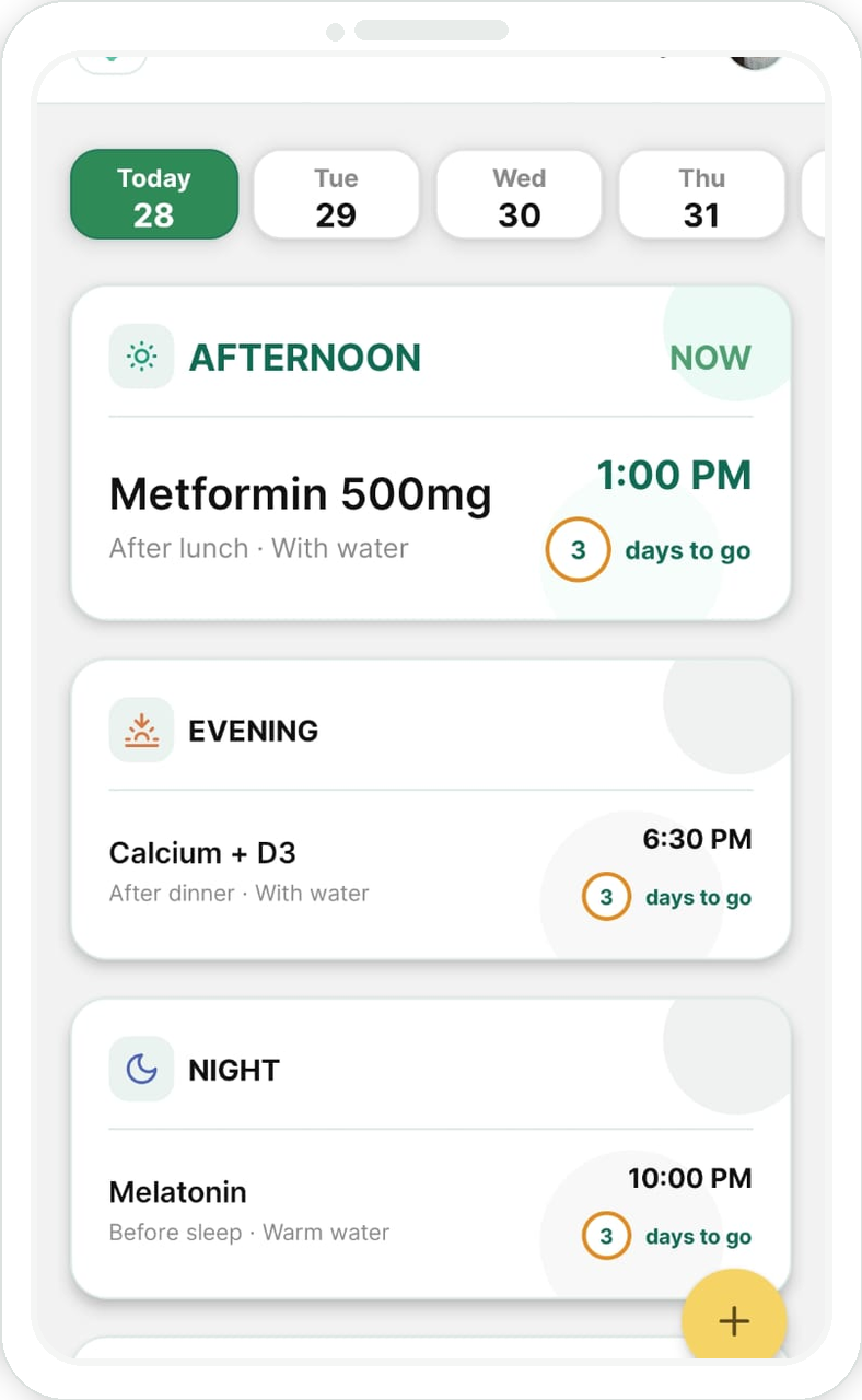 Schedule screen preview
